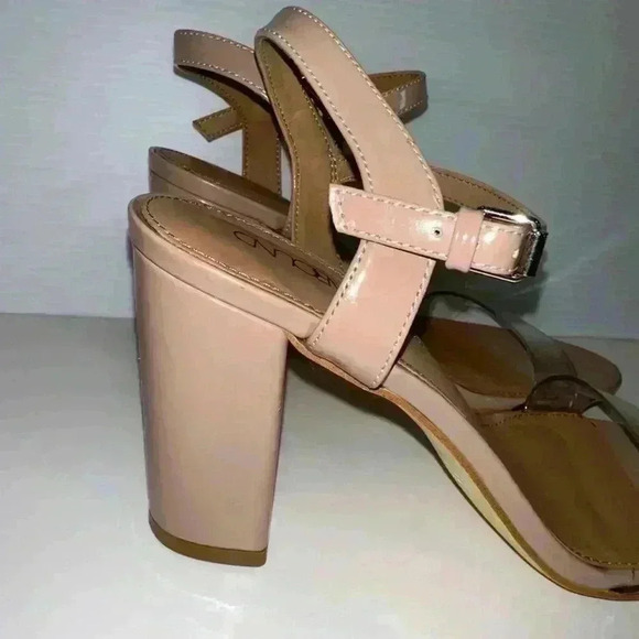 Nordstrom Abound nude patent block heel sandals with clear strap Shoe size 9 - Picture 5 of 16